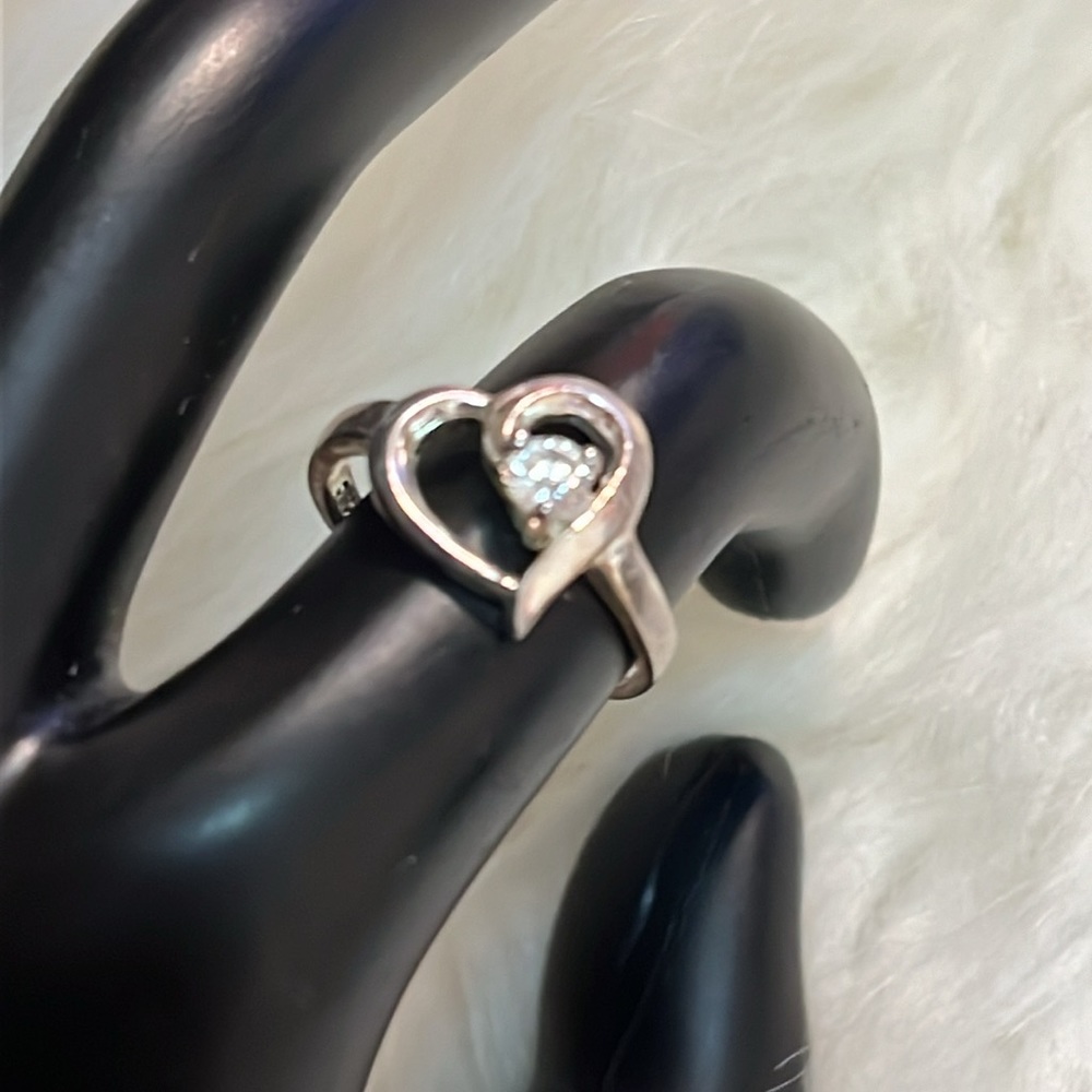 ❤️ Valentines ❤️ Heart Shaped Zarconia 925 Stamped Silver 💍 Ring 💍